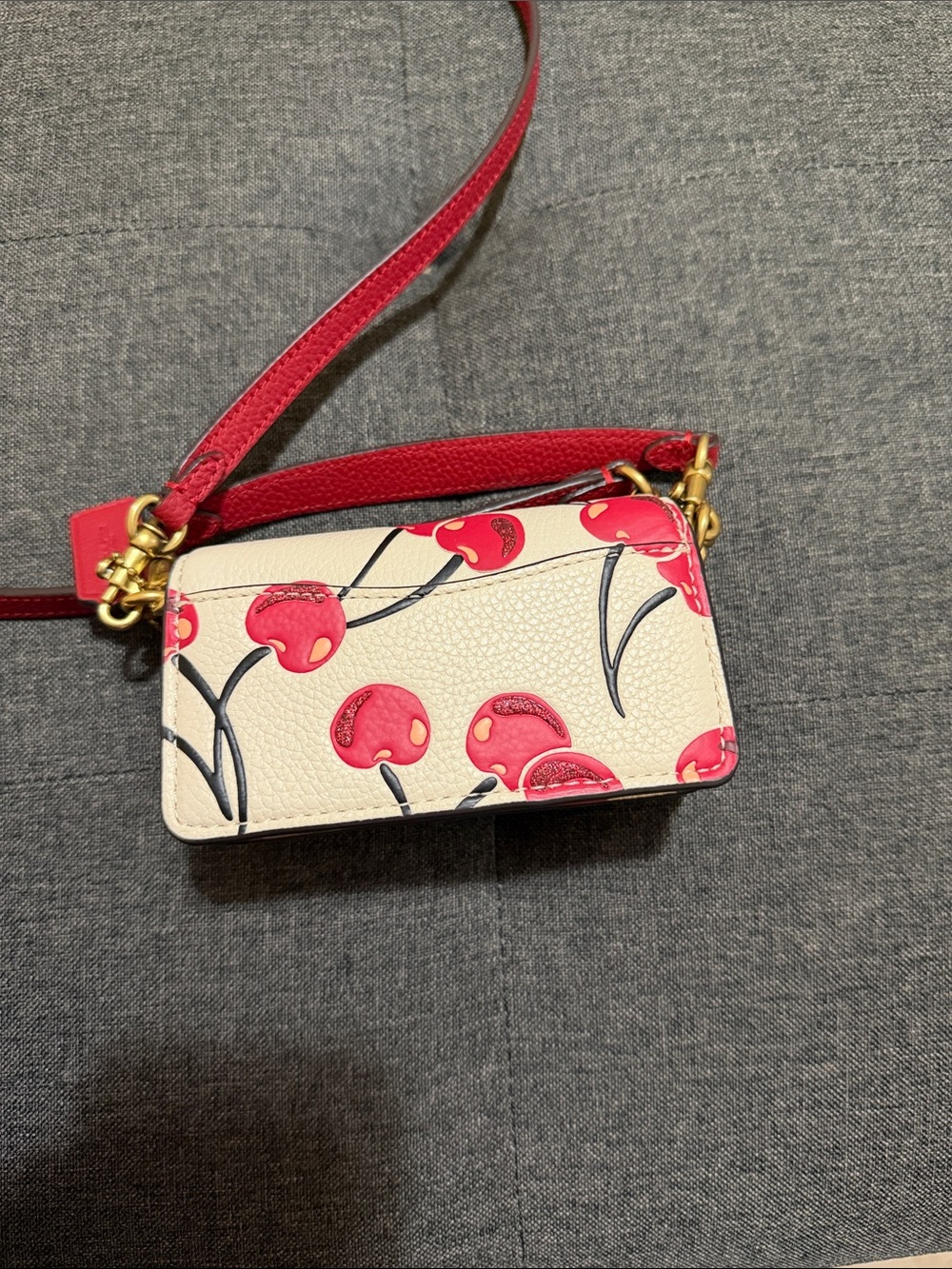 Coach Cherry Print Crossbody Bag in Cream and Red - Picture 2 of 3